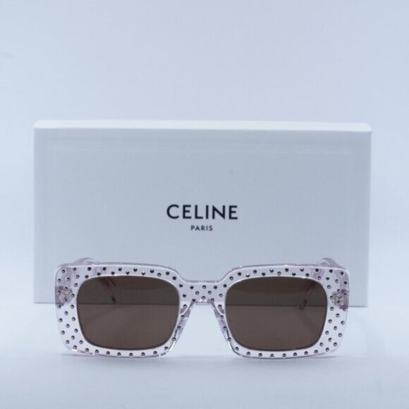 Celine CL4213IS 27E Square Sunglasses – Shiny Crystal/Brown - Picture 4 of 10